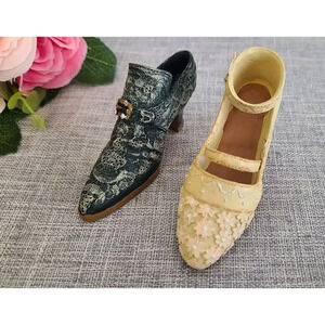 Vintage 1999 Nostalgia Popular Imports Antique Style Womens Boot Shoes Set Of 2